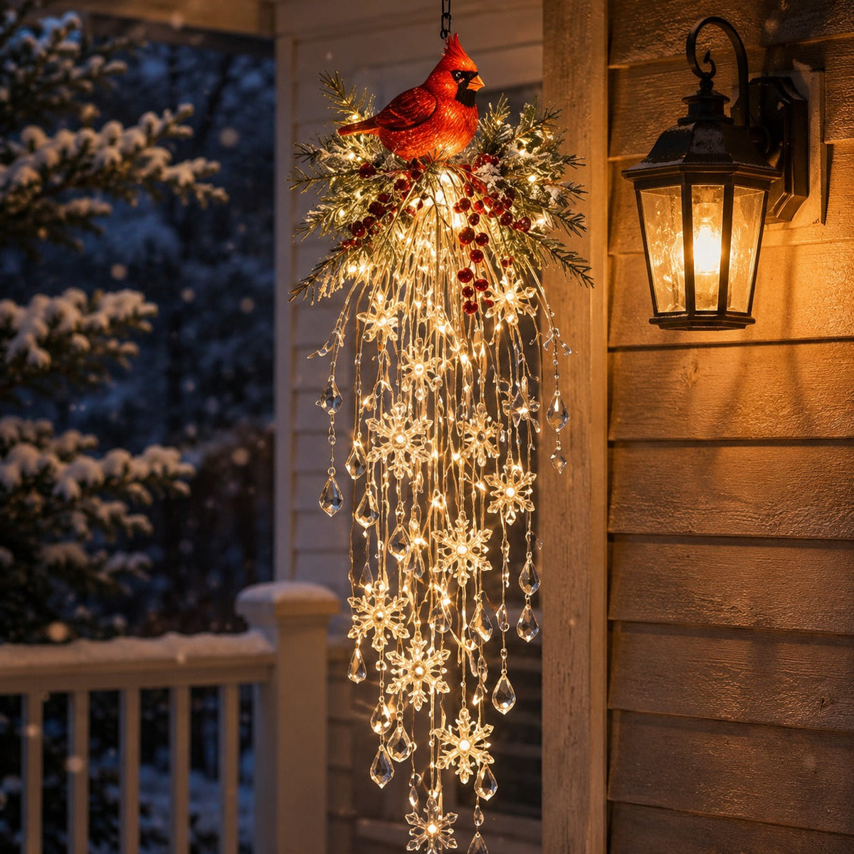 π
Christmas Hanging Snowflake & Crystal LED Light, Festive Porch Decoration β¨