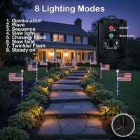 8 Solar American Flag Pathway Lights – Red, White & Blue Yard Glow for 250th Independence Celebration 🇺🇸✨