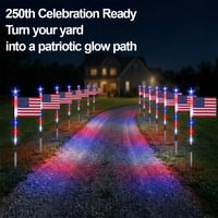 8 Solar American Flag Pathway Lights – Red, White & Blue Yard Glow for 250th Independence Celebration 🇺🇸✨