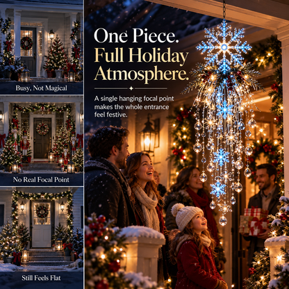 🎅 Christmas Hanging Snowflake & Crystal LED Light, Festive Porch Decoration ✨